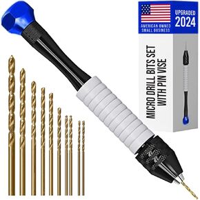 Micro Drill Bits Set with Pin Vise | Small Hand Drill Bit Set - Pin Vise Hand Drill Manual, PCB Mini Drill Bits for Resin Beads Polymer Clay | DYI Jewelry Making Drill, Craft Drill Bits Set
