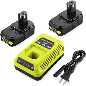 2Pack 18V 3.5A P102 Battery for Ryobi 18V Batteries and P117 Ryobi Charger Combo for Ryobi 18 Volt Battery 18V ONE+ P103 P104 P105 P107 P109 P190 P191 P122 for Ryobi 18v Lithium Battery