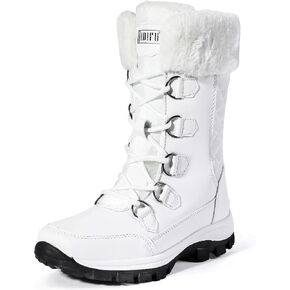 IDIFU IN2 Womens Snow Boots Winter Boots for Women Waterproof Comfortable Warm Insulated Non-Slip Outdoor Boots Fashion Casual Hiking Walking Lightweight Lace Up Faux Fur Lined Mid-Calf Booties