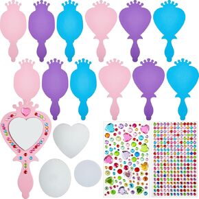 Liliful 12 Pack Princess Foam Mirror Kits Decorate Your Own Princess Mirrors Unbreakable Kids Mirror Toy for Crafts Mirror for Girls Princess Party Decorations Supplies Favors Birthday DIY (Cute)