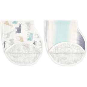 aden + anais Silky Soft Bamboo Viscose Burpy Bib – Multi-Use, Absorbent 4-Layer Burp Cloth and Full-Coverage Snap-Closure Baby Bib in One, Lap-Shoulder Drool Cloth, 22.5" X 11", 2-Pack, Culture Club