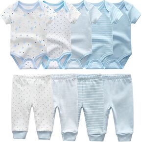 Chamie Newborn Short Sleeve Baby Bodysuit Baby Clothes set 9 Pack for Boys and Girls