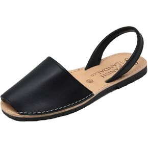 صنادل مسطحة كلاسيكية للنساء - صنادل مسطحة نسائية أنيقة من الجلد الناعم بمقدمة مفتوحة، أحذية مسطحة كاجوال سهلة الارتداء in Kuwait