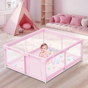 Baby Playpen Baby Playard, Playpen for Babies and Toddlers with Gate, 50x50 Baby Fence, Sturdy Safety Playpen, Indoor & Outdoor Kids Activity Center