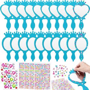 Geetery 20 Pcs Unbreakable Kids Mirror DIY Decorate Your Own Princess Mirror Mermaid Mirrors Princess Foam Mirrors Small Mirrors for Crafts Princess Party Decorations (Purple, Pink)