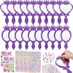 Geetery 20 Pcs Unbreakable Kids Mirror DIY Decorate Your Own Princess Mirror Mermaid Mirrors Princess Foam Mirrors Small Mirrors for Crafts Princess Party Decorations (Purple, Pink) in Kuwait