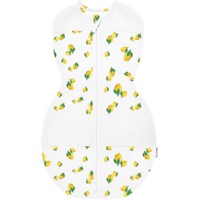 Happiest Baby Sleepea 5-Second Swaddle - 100% Organic Cotton Baby Swaddle Blanket - Doctor Designed Promotes Healthy Hip Development (Ivory Strawberries, Medium)