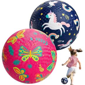 U&C Planet 2 Packs Playground Balls for Kids, 8.5 inch Cartoon Rubber Ball with Pump Dodgeball Kickball Outdoor Indoor Ball Game for Toddler Boys Girls
