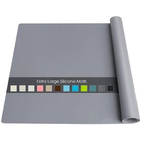 Extra Large Silicone Table Mat, Silicone Mat for Crafts Kids Dinner Placemat Desk Countertop Waterproof Protector Mats, Heat Insulation Kitchen Pastry Mat Rolling Dough Pad (Coffee, 23.6''x15.7'')