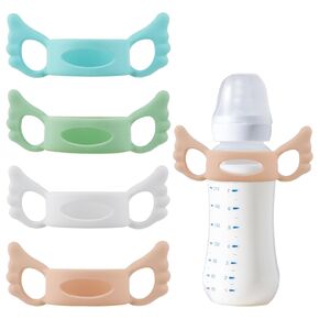 Baby Bottle Handles,4 Pack Silicone Baby Bottle Holder with Easy Grip Handles to Hold Their Own Bottle,Bottle Handles for 1.85" to 2.62" Diameter Baby Bottles and Straw Bottles