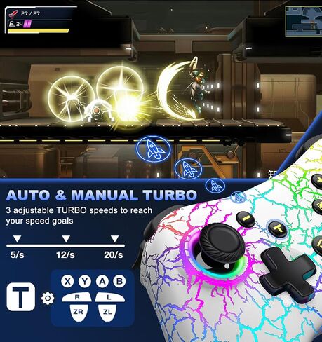 وحدات تحكم التبديل، وحدة تحكم Switch Pro اللاسلكية لأجهزة Nintendo Switch/Lite/OLED، جهاز تحكم عن بعد LED قابل للتعديل متوافق مع Windows PC/Android/iOS مع قابل للبرمجة in Kuwait