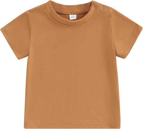 Toddler Baby Boy Girl Short Sleeve Crew Neck T Shirt Pullover Sweatshirt Summer Basic Tee Solid Casual Clothes in Kuwait