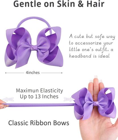 jollybows 40pcs 4inches Baby Girls Grosgrain Ribbon Hair Bows Headbands Nylon Elastic Hair Band Hair Accessories for Infants Newborn in Saudi Arabia