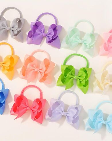 jollybows 40pcs 4inches Baby Girls Grosgrain Ribbon Hair Bows Headbands Nylon Elastic Hair Band Hair Accessories for Infants Newborn in Saudi Arabia