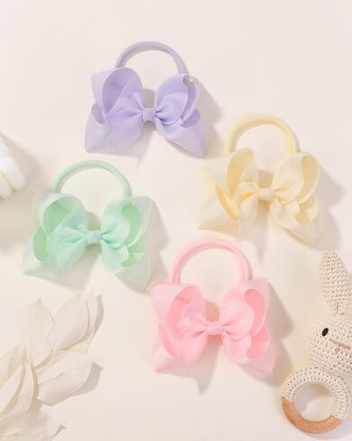 jollybows 40pcs 4inches Baby Girls Grosgrain Ribbon Hair Bows Headbands Nylon Elastic Hair Band Hair Accessories for Infants Newborn in Saudi Arabia