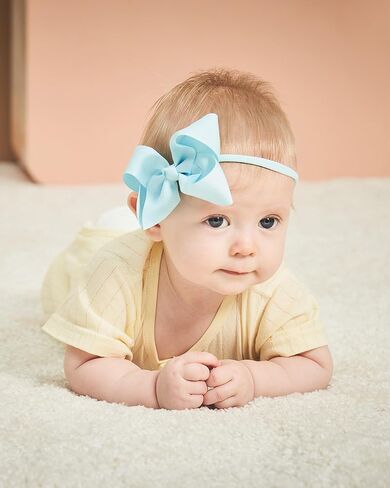 jollybows 40pcs 4inches Baby Girls Grosgrain Ribbon Hair Bows Headbands Nylon Elastic Hair Band Hair Accessories for Infants Newborn in Saudi Arabia