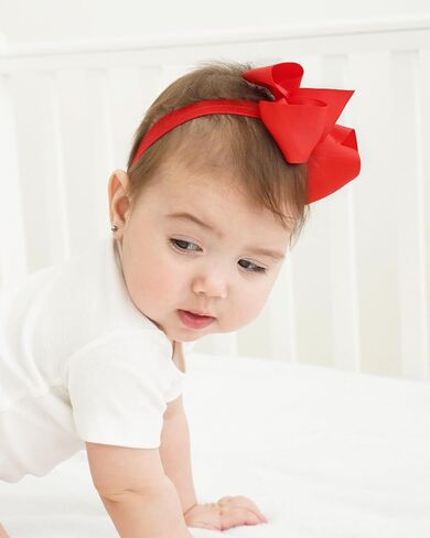 jollybows 40pcs 4inches Baby Girls Grosgrain Ribbon Hair Bows Headbands Nylon Elastic Hair Band Hair Accessories for Infants Newborn in Saudi Arabia