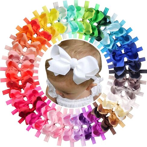 CÉLLOT Baby Girls Headbands Grosgrain Ribbon 4.5" Hair Bows Headband Big Bow Hair Bands for Toddler Pack of 20 in Saudi Arabia