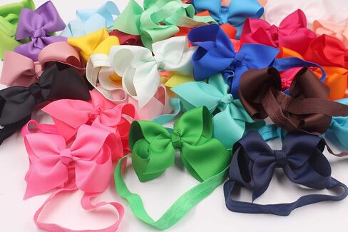 CÉLLOT Baby Girls Headbands Grosgrain Ribbon 4.5" Hair Bows Headband Big Bow Hair Bands for Toddler Pack of 20 in Saudi Arabia