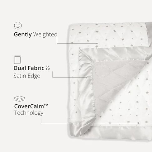 Dreamland Baby 4lb Weighted Blanket for Kids. Breathable Dual Fabrics with Minky Cooling Side & Cozy Microfleece on Reverse. Mom-Owned US Business, Premium Materials (White with Grey Stars) in Saudi Arabia