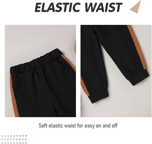 Fuermos Toddler Boy Clothes Fall Outfit Long Sleeve Hooded Tops and Pants 2Pcs Boys Winter Outfits 2-6T in Kuwait