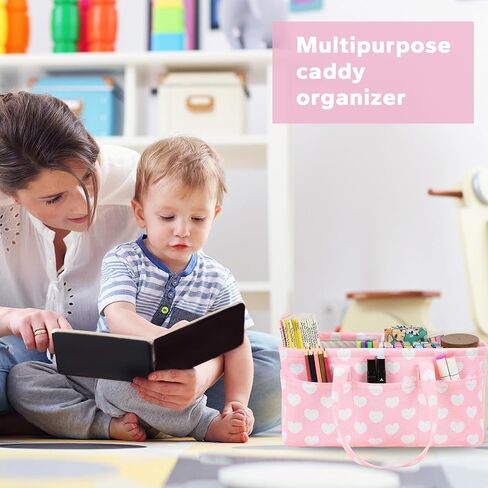 Pink Diaper Caddy Organizer for Baby Girl-Large Portable Diaper Caddy Basket for Changing Table-Diaper Organizer Caddy-Car Travel Tote Bag-Newborn Registry Baby Shower Basket for Diapers & Wipes in Kuwait
