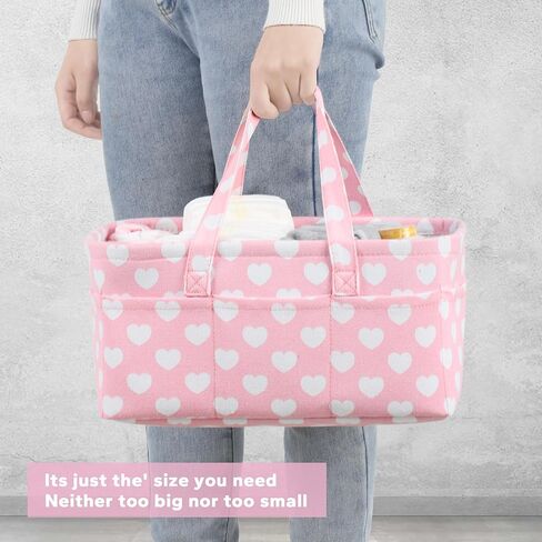 Pink Diaper Caddy Organizer for Baby Girl-Large Portable Diaper Caddy Basket for Changing Table-Diaper Organizer Caddy-Car Travel Tote Bag-Newborn Registry Baby Shower Basket for Diapers & Wipes in Kuwait