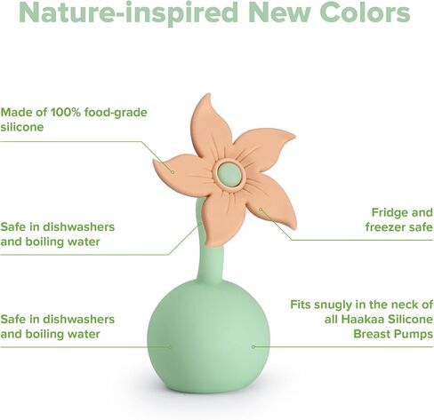 haakaa Flower Stopper Breastpump Stopper Manual Breast Pump Silicone Flower Stopper 100% Food Grade Silicone BPA PVC and Phthalate Free 1 pc, White in Kuwait