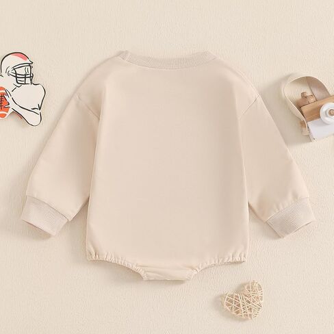 Karuedoo Baby Boy Girl Football Sweatshirt Bubble Romper Oversized Sweater Romper Long Sleeve Bodysuit Outfit Fall Clothes in Saudi Arabia