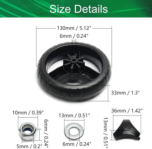 Yinpecly 2Pcs Single Wheel 5.12inch Dia Wheel Pulley Rolling Roller Black Compatible with Both Strollers and Kid Bikes in Saudi Arabia