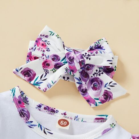 GRNSHTS Newborn Baby Girl Romper Infant Letter Print Jumpsuit Floral Bodysuit+Hat+Headband+Gloves Coming Home Clothes Outfits in Kuwait