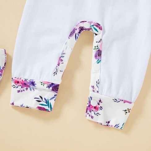GRNSHTS Newborn Baby Girl Romper Infant Letter Print Jumpsuit Floral Bodysuit+Hat+Headband+Gloves Coming Home Clothes Outfits in Kuwait