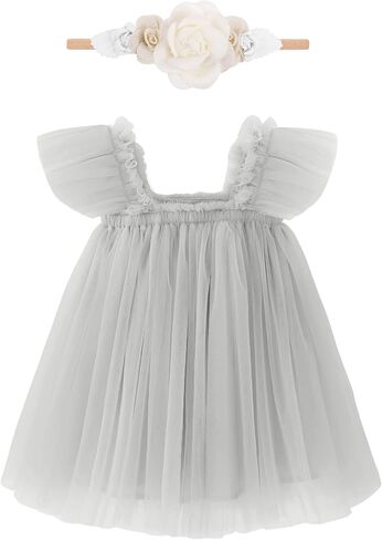 Baby Girl First Birthday Outfit Cake Smash 1st Birthday Dress with Flower Headband in Kuwait