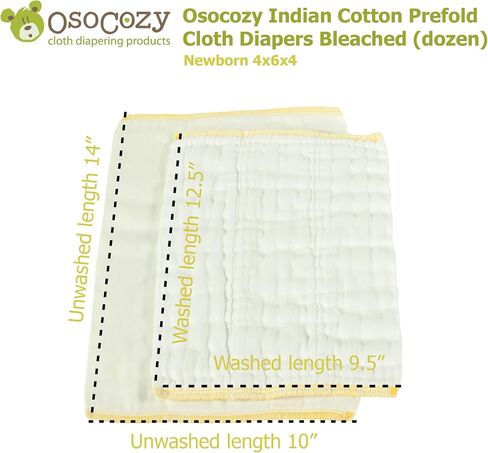 OsoCozy - Prefold Cloth Diapers (1 Doz) - Soft, Absorbent Durable Diaper Service Quality Prefolds Cloth Diapers - 100% Cotton in Kuwait