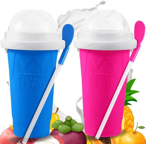 Slushie Maker Cup, Magic Quick Frozen Smoothies Cup Double Layer Squeeze Cup Homemade Milk Shake Ice Cream Maker Cooling Cup DIY for Family in Kuwait