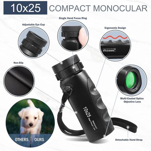 Astromania Upgraded 10x25 Waterproof Compact Monocular, Smaller Size Easier to Carry Around for Bird Watching Hunting Camping Hiking Sport Game Concerts in Saudi Arabia