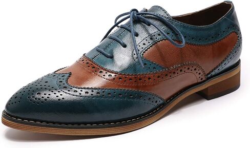 Mona flying Women's Perforated Oxfords Wingtip Brogue Lace up Leather Flat Office Work Shoes for Ladies in Saudi Arabia