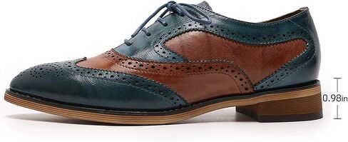 Mona flying Women's Perforated Oxfords Wingtip Brogue Lace up Leather Flat Office Work Shoes for Ladies in Saudi Arabia