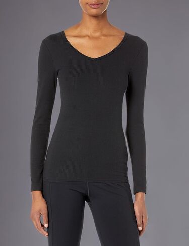 Amazon Essentials Women's Slim-Fit Layering Long Sleeve Knit Rib V-Neck (Available in Plus Size), Pack of 2 in Saudi Arabia