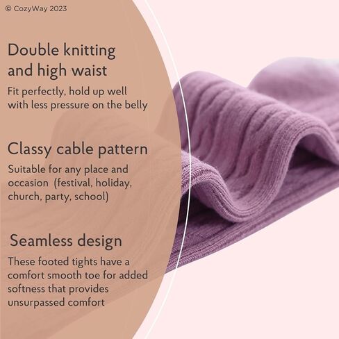 CozyWay Girls Tights Cotton Cable Knit Footed Pantyhose Baby Toddler Leggings - Pack of 4 in Saudi Arabia