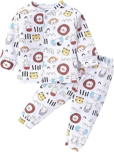 Simply Toddler Pajamas for Boys & Girls - 100% Organic Cotton Unisex child Outfits, 2 Piece Baby Long Sleeve clothes for kids in Saudi Arabia