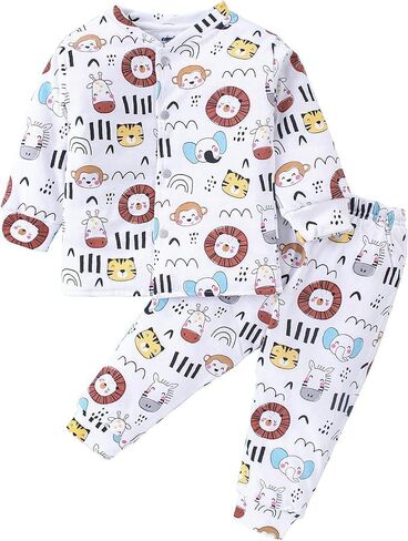 Simply Toddler Pajamas for Boys & Girls - 100% Organic Cotton Unisex child Outfits, 2 Piece Baby Long Sleeve clothes for kids in Saudi Arabia