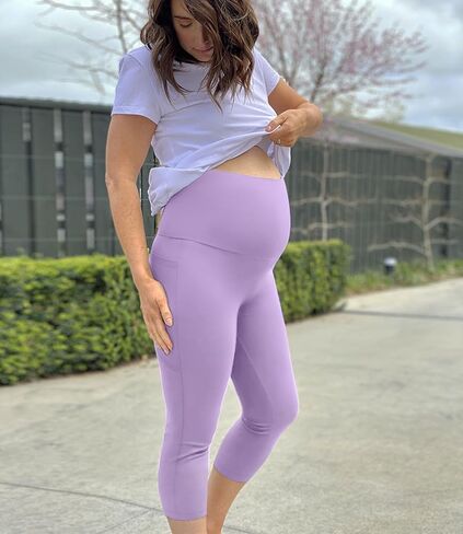 3 Pack Women's Maternity Leggings with Pockets Over The Belly Soft Workout Activewear Pregnancy Yoga Pants in Saudi Arabia