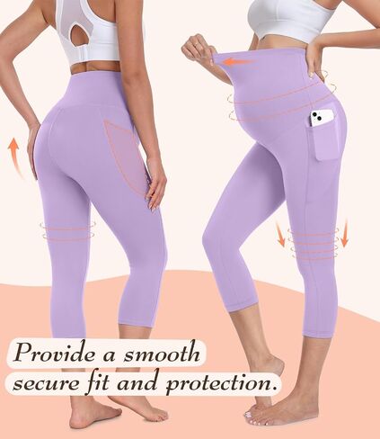 3 Pack Women's Maternity Leggings with Pockets Over The Belly Soft Workout Activewear Pregnancy Yoga Pants in Saudi Arabia