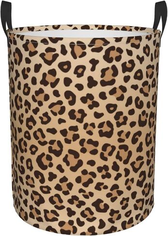 Leopard Print Round Laundry Hamper Animal Skin Texture Storage Basket Toys Clothes Organizer Bin For Home Bathroom Bedroom Dorm Nursery, 38l in Saudi Arabia