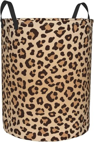 Leopard Print Round Laundry Hamper Animal Skin Texture Storage Basket Toys Clothes Organizer Bin For Home Bathroom Bedroom Dorm Nursery, 38l in Saudi Arabia