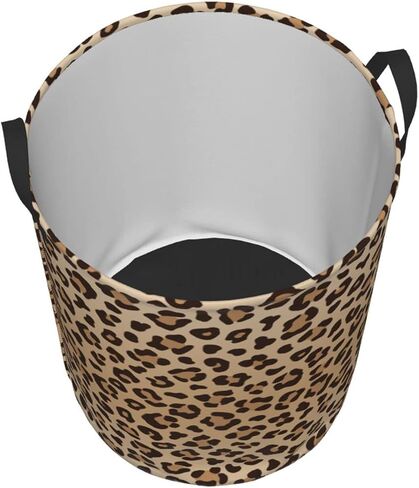Leopard Print Round Laundry Hamper Animal Skin Texture Storage Basket Toys Clothes Organizer Bin For Home Bathroom Bedroom Dorm Nursery, 38l in Saudi Arabia