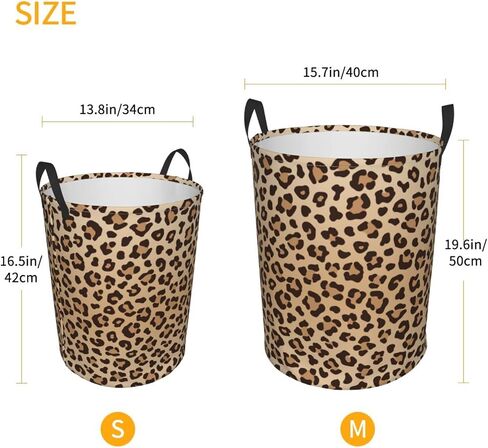 Leopard Print Round Laundry Hamper Animal Skin Texture Storage Basket Toys Clothes Organizer Bin For Home Bathroom Bedroom Dorm Nursery, 38l in Saudi Arabia
