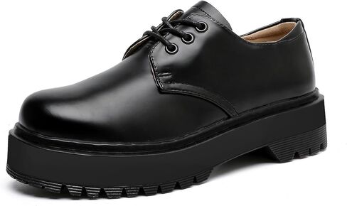 MEMON Womens Black Oxford Shoes,Vintage Oxford Platform Shoes for Women,Low Heel Lace up Chunky Platform Oxfords,Comfort Dress Shoes in Saudi Arabia
