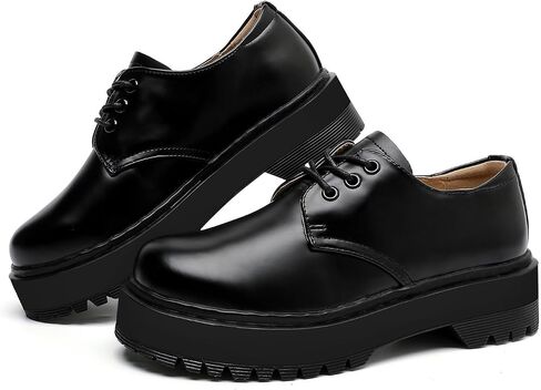 MEMON Womens Black Oxford Shoes,Vintage Oxford Platform Shoes for Women,Low Heel Lace up Chunky Platform Oxfords,Comfort Dress Shoes in Saudi Arabia